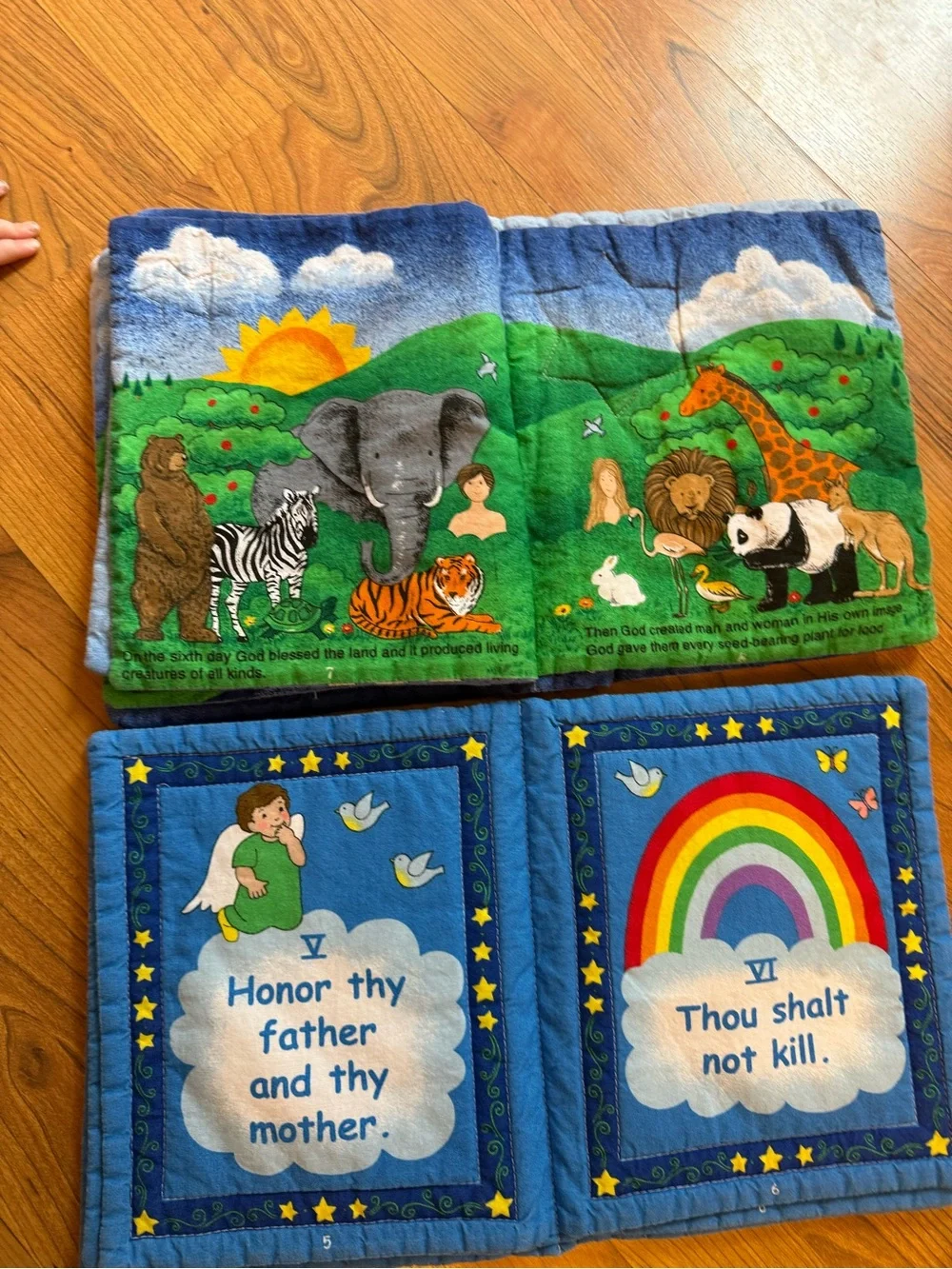 Children's Soft Fabric Books - Ten Commandments & Story of Creation - Blue